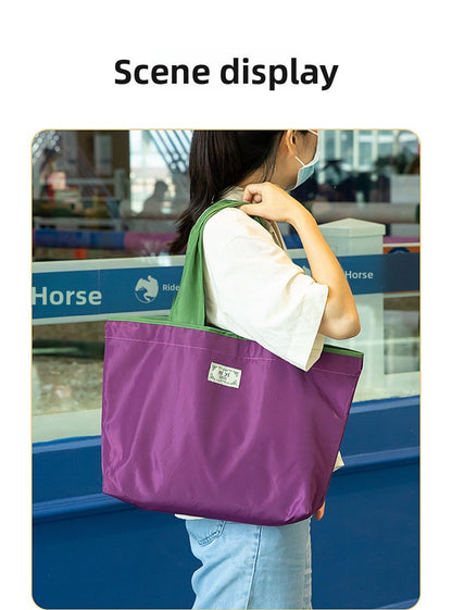 Large-sized drawstring eco-friendly supermarket shopping bag fashionable single-shoulder bag foldableportable handbag,waterproof