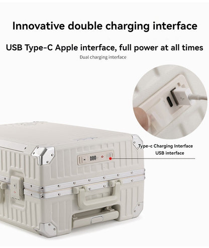 Front opening luggage compartment, PC aluminum frame, 20 inch boarding case, password travel case, luggage trolley case