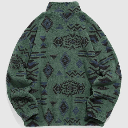 Ms Aztec National Printing Ultra-fine Austrian Fleece Jacket Zipper Lady