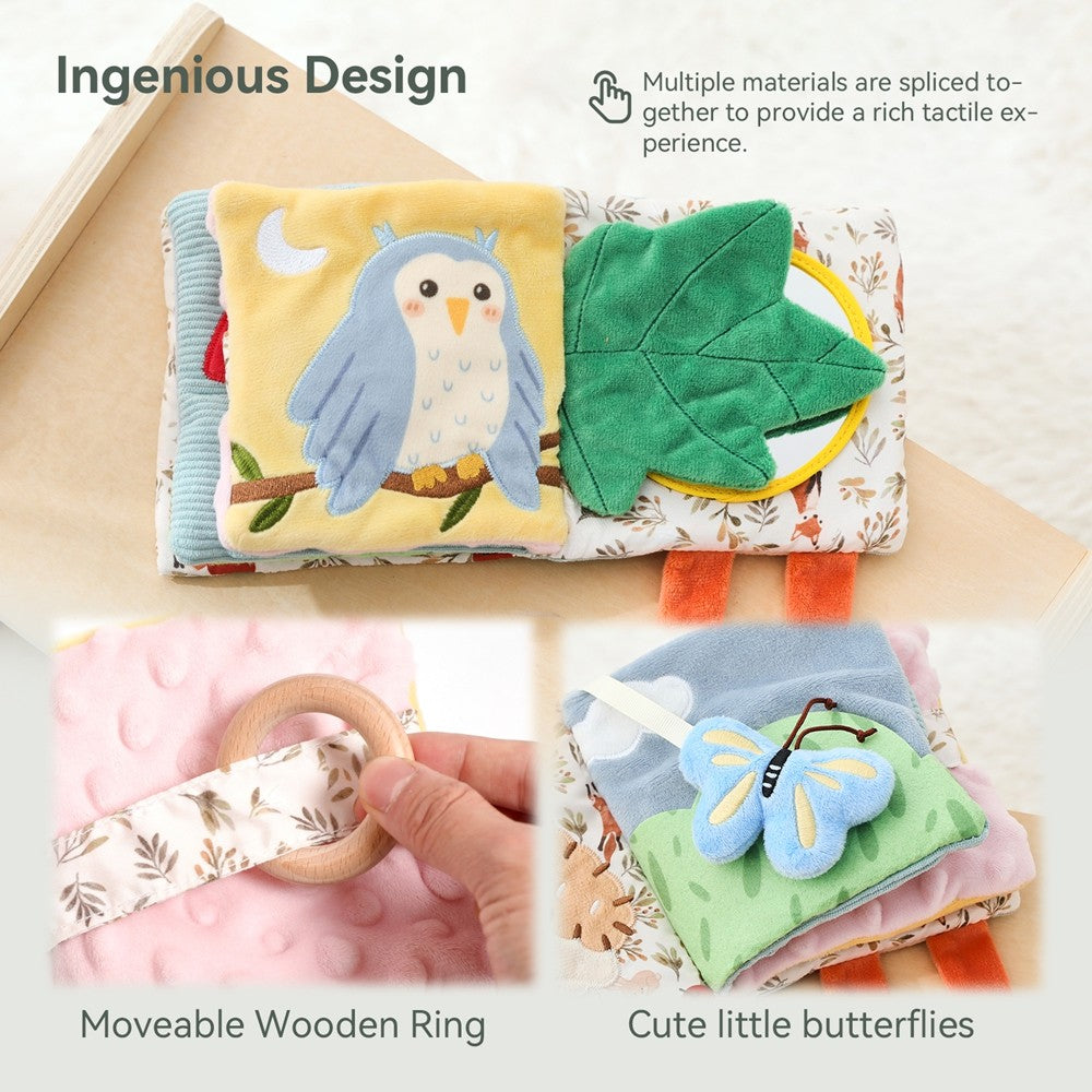 Baby Toys for 0 12 Months Cloth Book Early Educational Sensory Book Baby Soft Books Fluffy Cartoon Elephant Books With Mirror