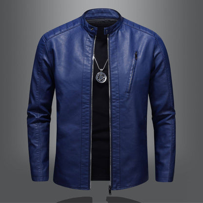 2025 Man Autumn Leather Jacket Stand Collar Long Sleeve Men Bomber Coat Fashion Motorcycle Punk Outdoor Zipper Male Outerwear