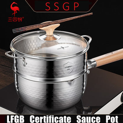 Certificação LFGB Aço Inoxidável 316L Cozinha Japonesa Panela Leve 99,9% Antibacteriana Panela Yukihira Panela de Leite