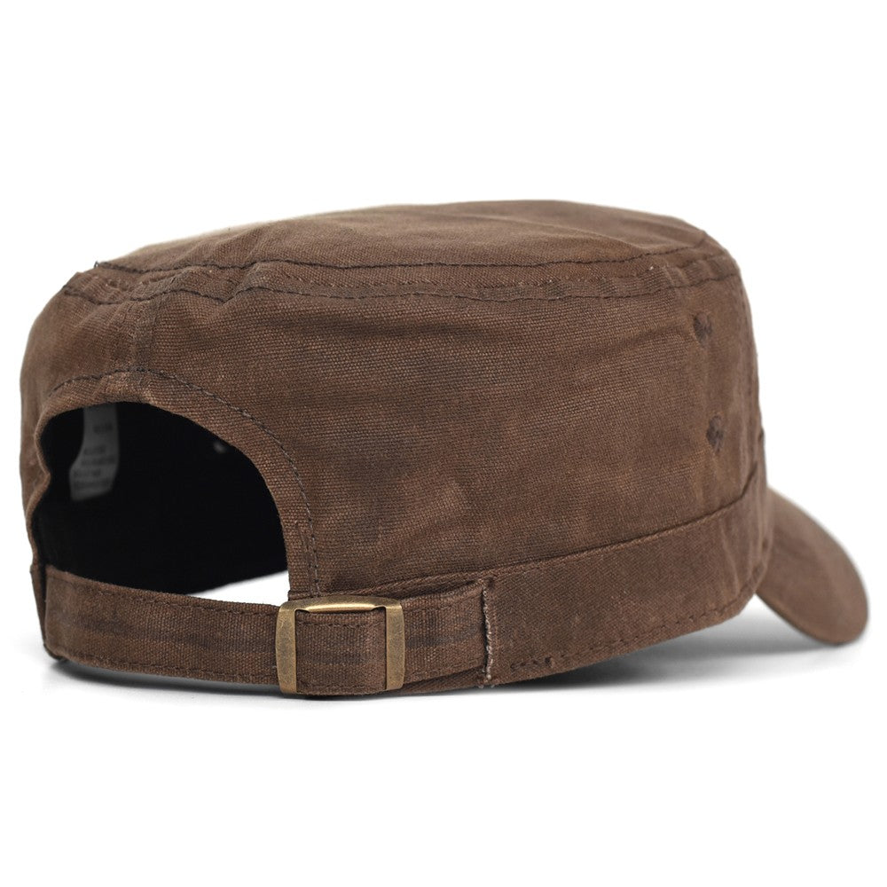 Bonés Militares de Lona Encerada Algodão Masculinos Impermeáveis Chapéu Cadete do Exército Design Único Vintage Topo Reto