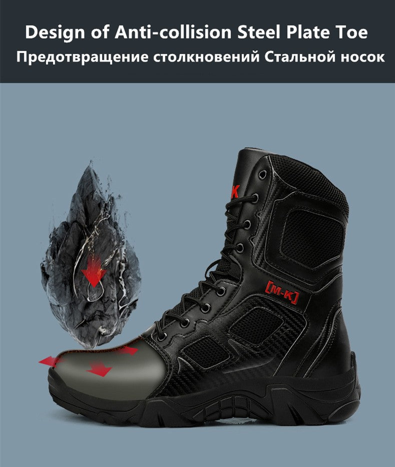 Botas de Segurança Masculinas Impermeáveis para Exteriores com Bico de Aço, Botas de Trabalho Masculinas Antiesmagamento com Bico de Aço, Tamanho 47