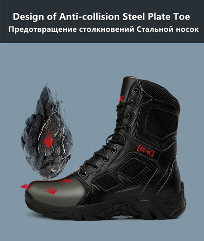 Botas de Segurança Masculinas Impermeáveis para Exteriores com Bico de Aço, Botas de Trabalho Masculinas Antiesmagamento com Bico de Aço, Tamanho 47