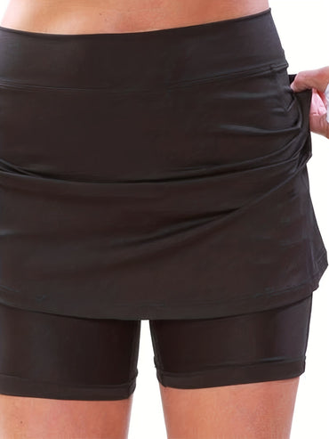 Plus Size 1XL-5XL Women Skirts Shorts Women's Plus Solid Color Medium Stretch Sports Golf Skorts With Pockets