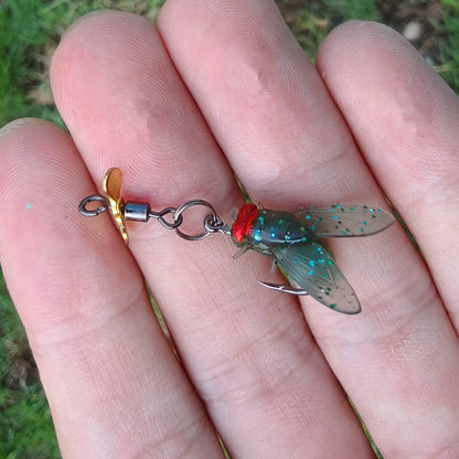 10/20 Peças Isca de Pesca com Mosca Biônica com Hélice Giratória, Lâmina Giratória, Lâmina de Metal Rotativa, Anzóis para Pesca