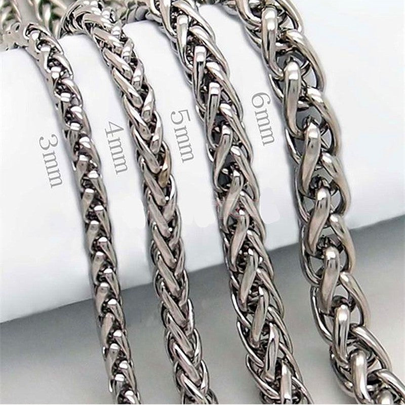 COLAR HNSP DE AÇO INOXIDÁVEL PRATA TORCIDO TIPO CORDÃO PARA HOMENS Mulheres HIP HOP PUNK Acessórios de Joias 3/4/5/6/8MM de Espessura
