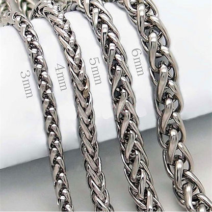 COLAR HNSP DE AÇO INOXIDÁVEL PRATA TORCIDO TIPO CORDÃO PARA HOMENS Mulheres HIP HOP PUNK Acessórios de Joias 3/4/5/6/8MM de Espessura