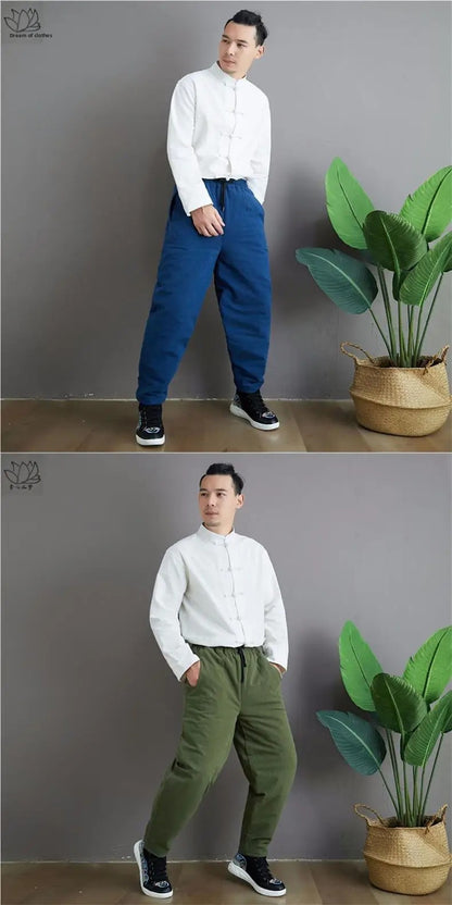 New Arrival Spring Autumn Handmade Cotton Linen Chinese Style Vintage Tang Suit Shirt White Base Layer Monk's Shirt