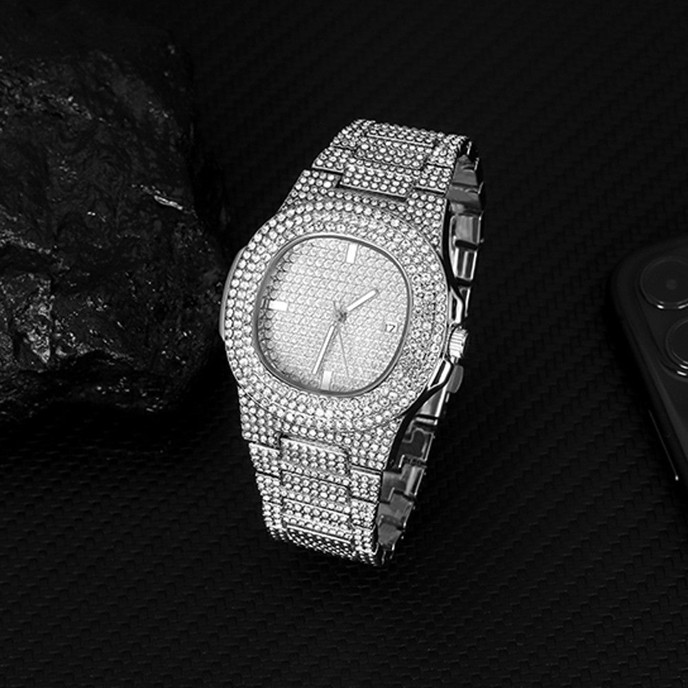 Luxury Diamond-Encrusted Hip Hop Watch Exquisite Fashion Design for Men And Women Casual Party Business Gift