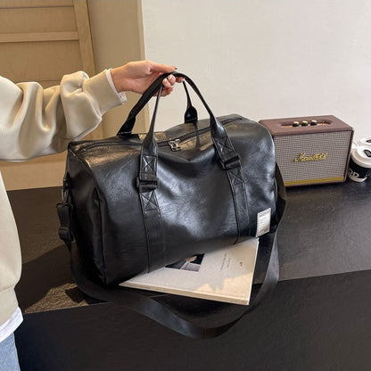 Fashion Women'S Travel Totes Duffle PU Leather Gym Sports Fitness Casual Luggage Handbag Shoes Pocket Shoulder Weekend Bag