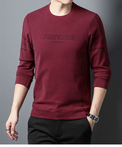 Round Neck Pullover Sweatshirt Men Thermal Underwear Double Fleece Lining Long Sleeve T-Shirt Casual