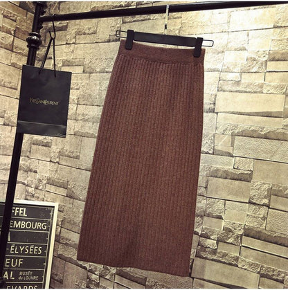 Bodycon Vintage Knit Long Skirt Womens Pencil Fall Winter Skirts Black Streetwear High Waist Harajuku Clothes Wrap Skirt