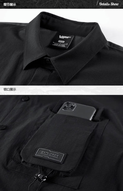 Tactical Function Style Multi-pocket Patchwork Design Sense Cargo Shirts Mens Clothing Y2K High Street Long Sleeve Techwear Tops