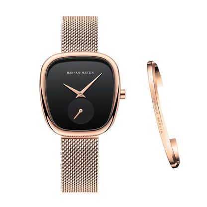 HANNAH MARTIN Brand Original Luxury Women Watch Rose Gold Fashion Stainless Steel Quartz Movement Waterproof Women Dress Watches