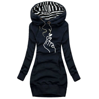 Women Sweater Dress Long Sleeve Hoodie Dress Autumn Winter Casual Slim Sweater Hoodies Dress