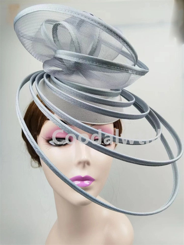 Chapéu Fascinator de Igreja Véu de Casamento de Malha Feminino para Festa Banquete Chapéu Boné Faixa de Cabelo Feminina Festa Chá Royal Ascot Chapéus Pillbox