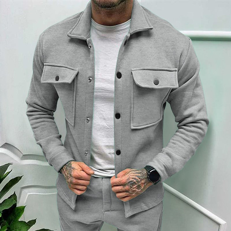 2024 Cross Border Amazon Winter New Men's Fleece Jacket Fashion Casual Jacket