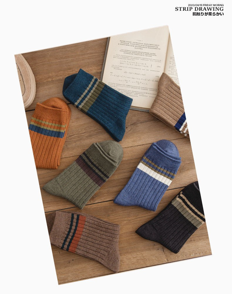 10 Pair Men's Striped Socks Spring Fashion Casual Socks High Quality Harajuku Retro Socks Man