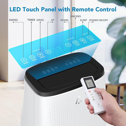 Ar Condicionado Portátil 14000 BTUs Refrigera até 70 m² Unidade AC 3 em 1 Desumidificador Ventilador Controle Remoto Timer 24h para Casa