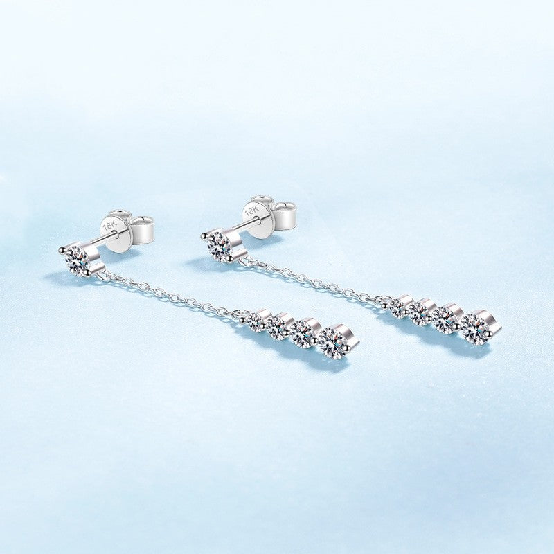 Lover Valentine's Day 18K White Gold Girl Friend Birthday Gift 1.92CT Moissanite Diamond Women Wedding PT950 Tassel Earrings