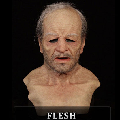 Old Man Mask Full Head Realistic Grandpa Face Wig Scary Elderly Costume For Halloween Party Centerpiece Home Display For Adults