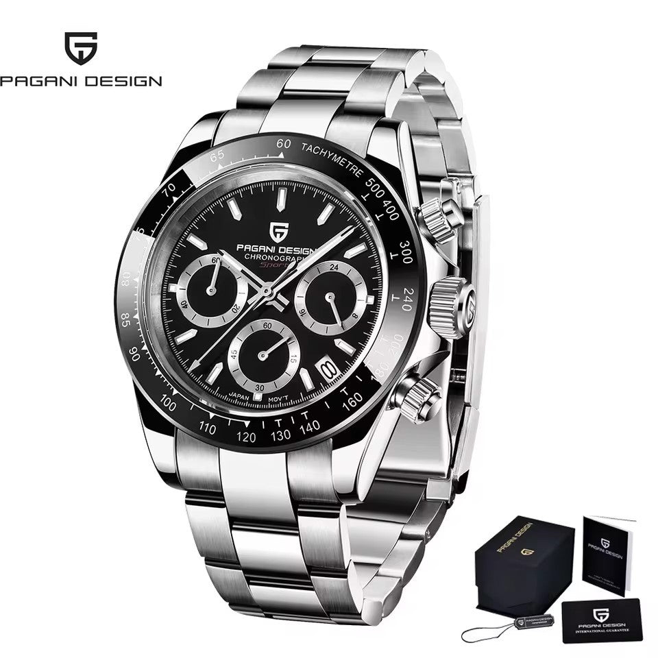 40mm New V2 PAGANI DESIGN Men's Quartz Watches Sapphire Retro Chronograph Stainless Steel Waterproof Watch Men Relogio Masculino