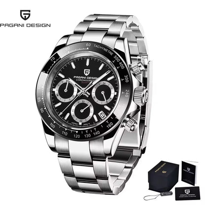 40mm New V2 PAGANI DESIGN Men's Quartz Watches Sapphire Retro Chronograph Stainless Steel Waterproof Watch Men Relogio Masculino