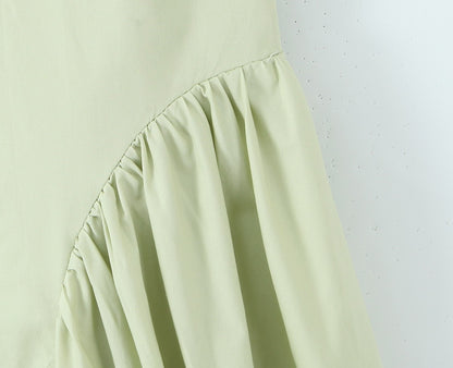 YENKYE Sexy Backless Green Elegant Halter Dress For Women Low Waist A-line Midi