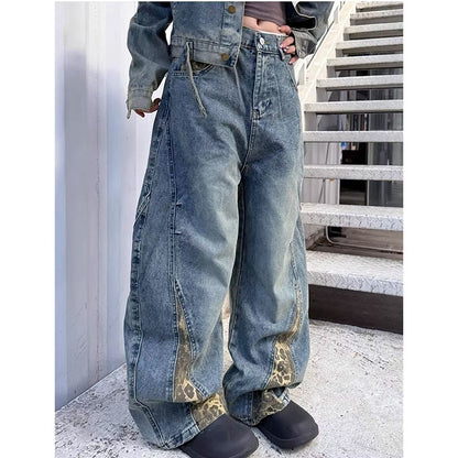 2025 Vintage Women Burgundy Jeans High Waist Y2K Designed American Style Streetwear Denim Pants Casual Female 90S Trousers