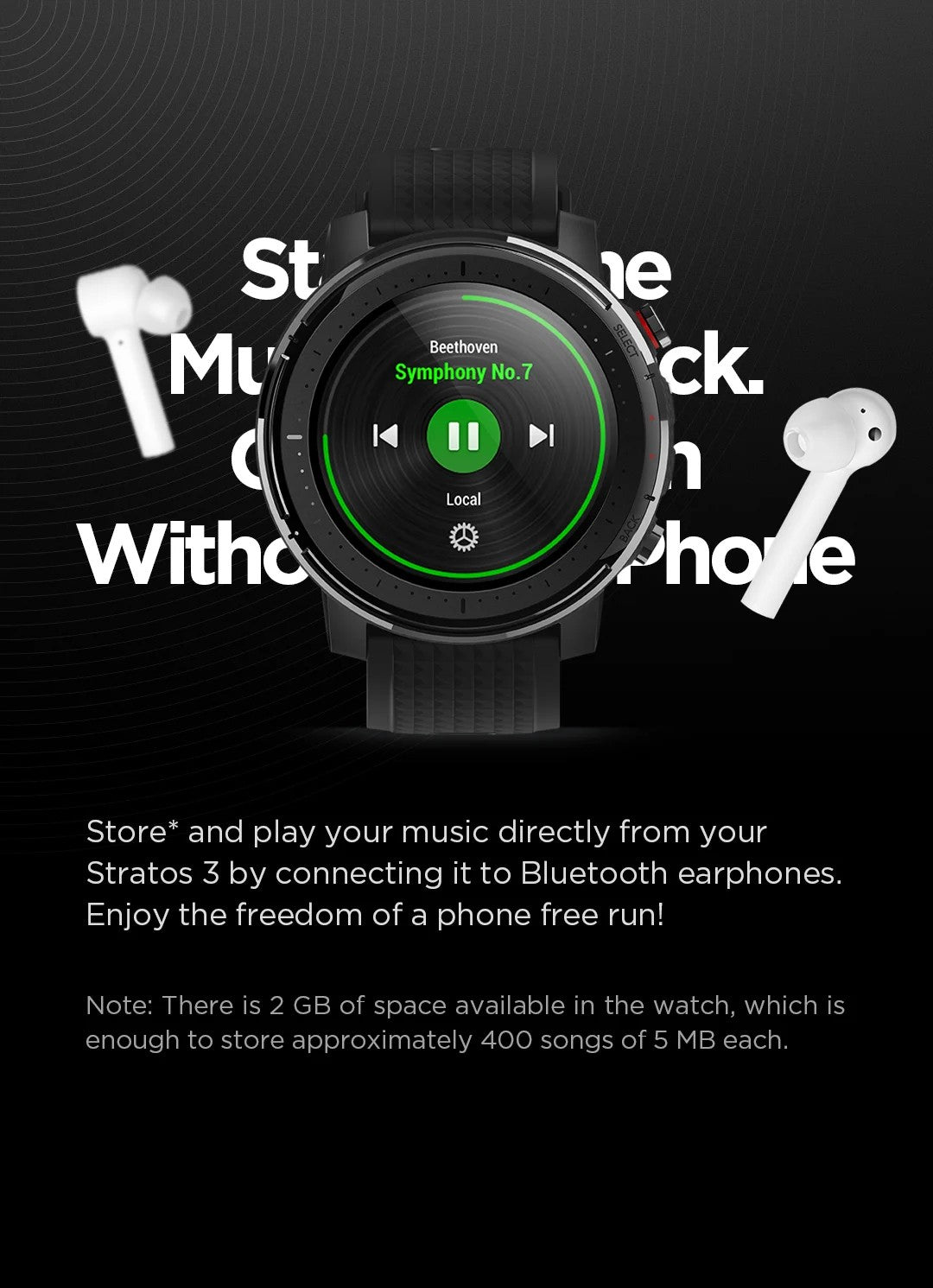 Smartwatch Amazfit Stratos 3 para homens com GPS, Bluetooth e 5ATM à prova d'água – Mostruário com caixa