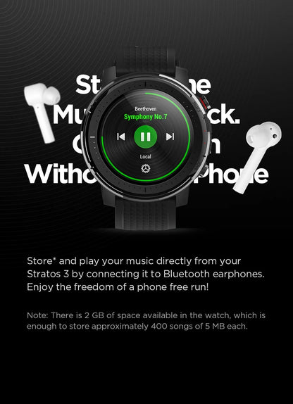 Smartwatch Amazfit Stratos 3 para homens com GPS, Bluetooth e 5ATM à prova d'água – Mostruário com caixa