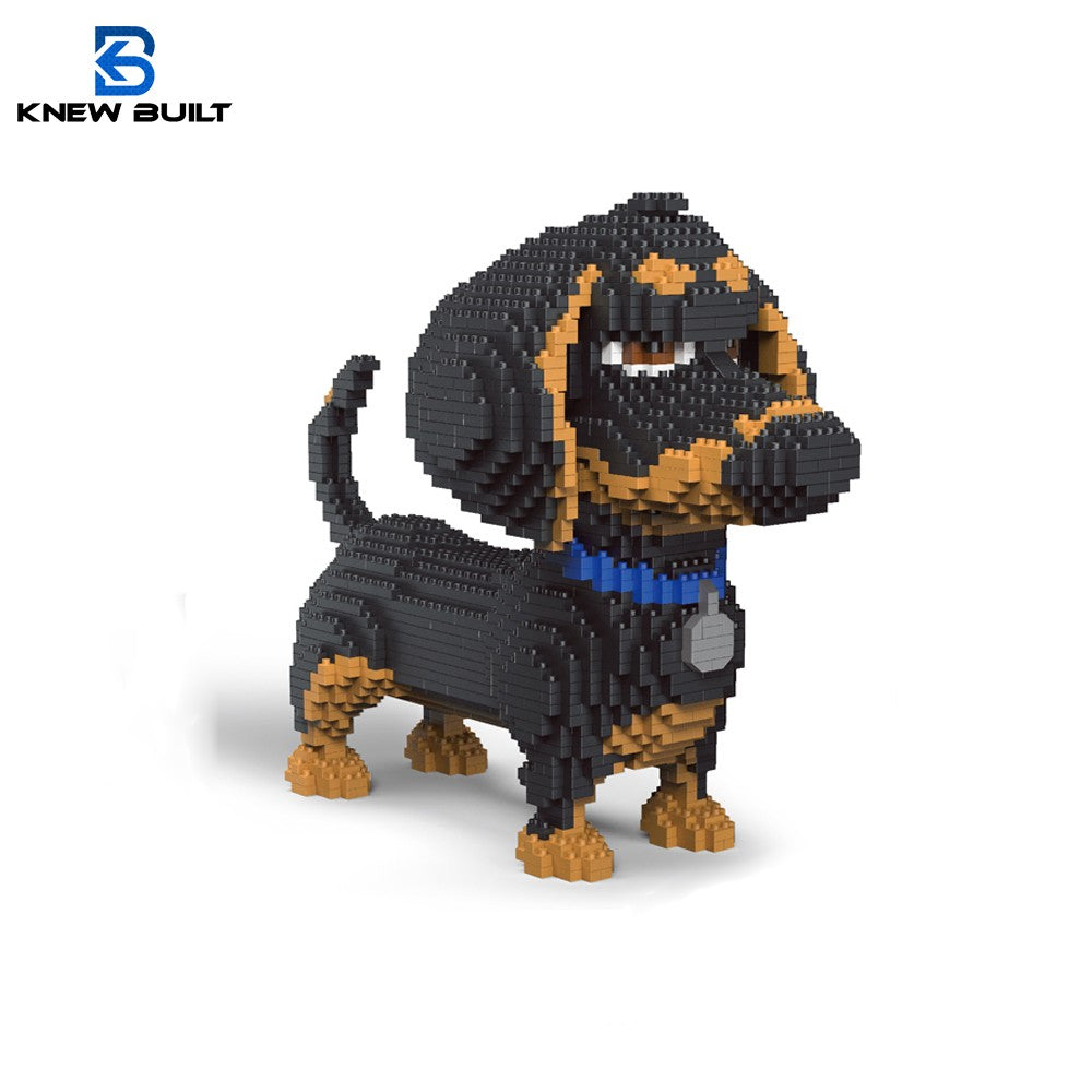 KNEW BUILT Modelo de Cachorro Dachshund Micro Mini Blocos de Construção Conjunto Brinquedos Educacionais Recreativos Presente para Amantes de Pets Peças de Decoração