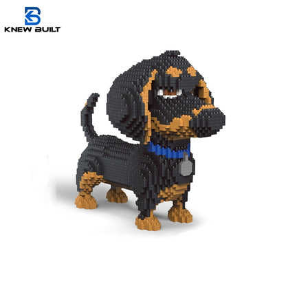 KNEW BUILT Modelo de Cachorro Dachshund Micro Mini Blocos de Construção Conjunto Brinquedos Educacionais Recreativos Presente para Amantes de Pets Peças de Decoração