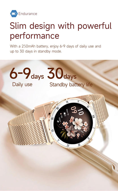 LIGE New Ultra Thin Smart Watch Women Screen Always Display Time Diamond Luxury Bracelet Voice Calling AMOLED Smartwatch Ladies