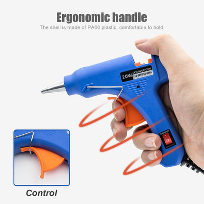 JCD Pistola de Cola Quente de 20W DIY Mini Pistolas Industriais Domésticas Ferramenta de Reparo Elétrica com Temperatura de Aquecimento com 20 Peças de Bastões de Cola de 7mm