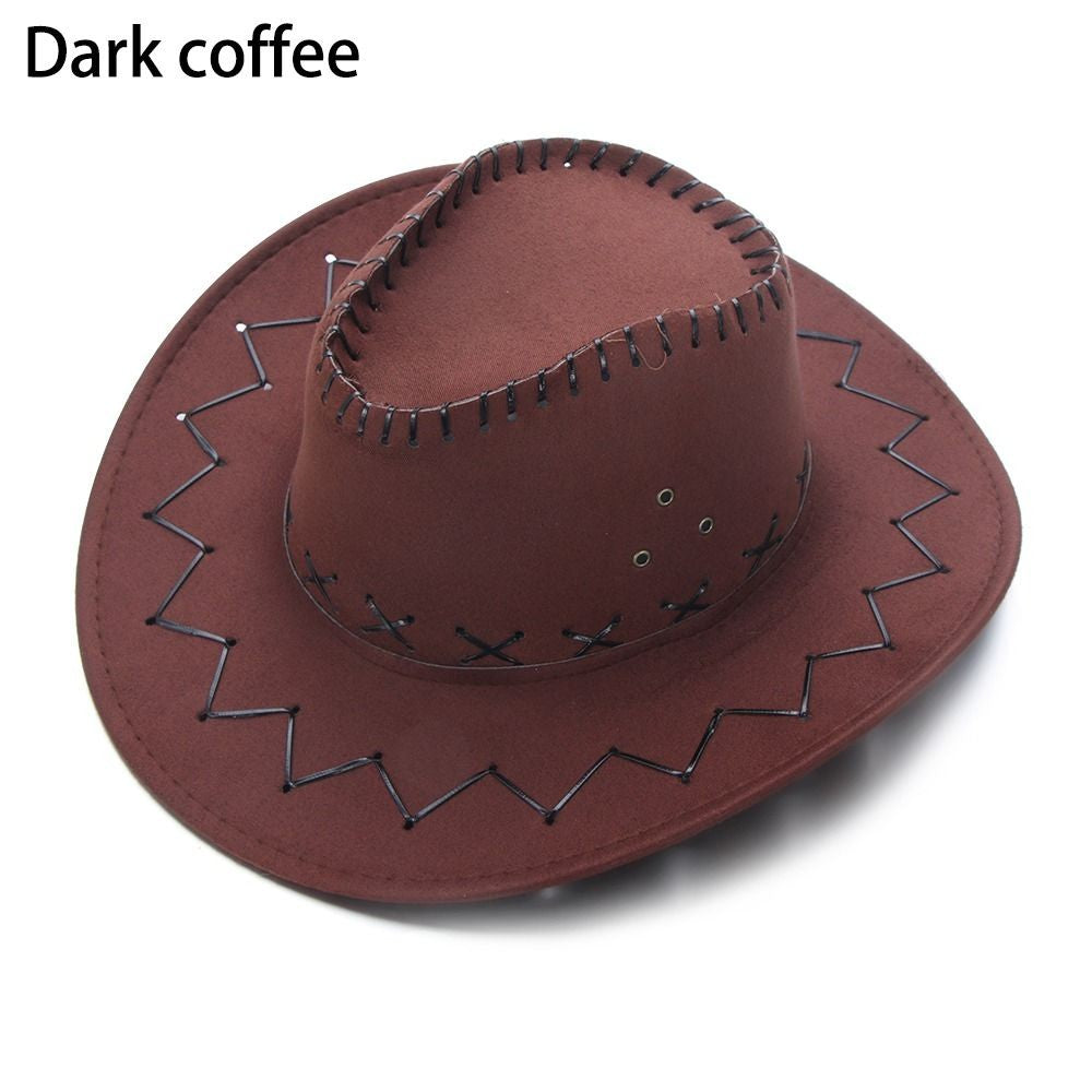 Acessórios Chapéu de Cowboy de Camurça de Aba Larga Estilo Ocidental Panamá Jazz Chapéu Fedora de Feltro