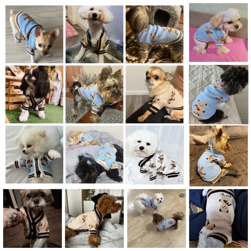 Roupas de luxo para cães, Chihuahua, suéter listrado, Bichon Frise, cachorro, gato, casaco quente, acessórios para cães e gatos, roupinhas para animais de estimação