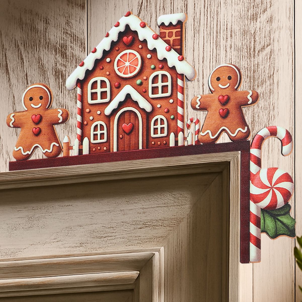 Christmas Gingerbread Man Wooden Door Frame Decoration Merry Christmas Decor for Home 2025 Navidad Xmas Ornament New Year 2026