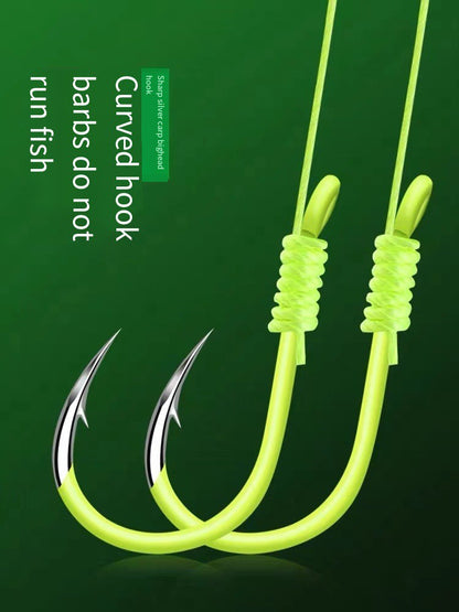 5 pçs/conjunto Anzol Fluorescente Verde Aço de Alto Carbono 8# -13# Anzóis Afiados Fortes com Mola para Pesca em Água Salgada e Doce
