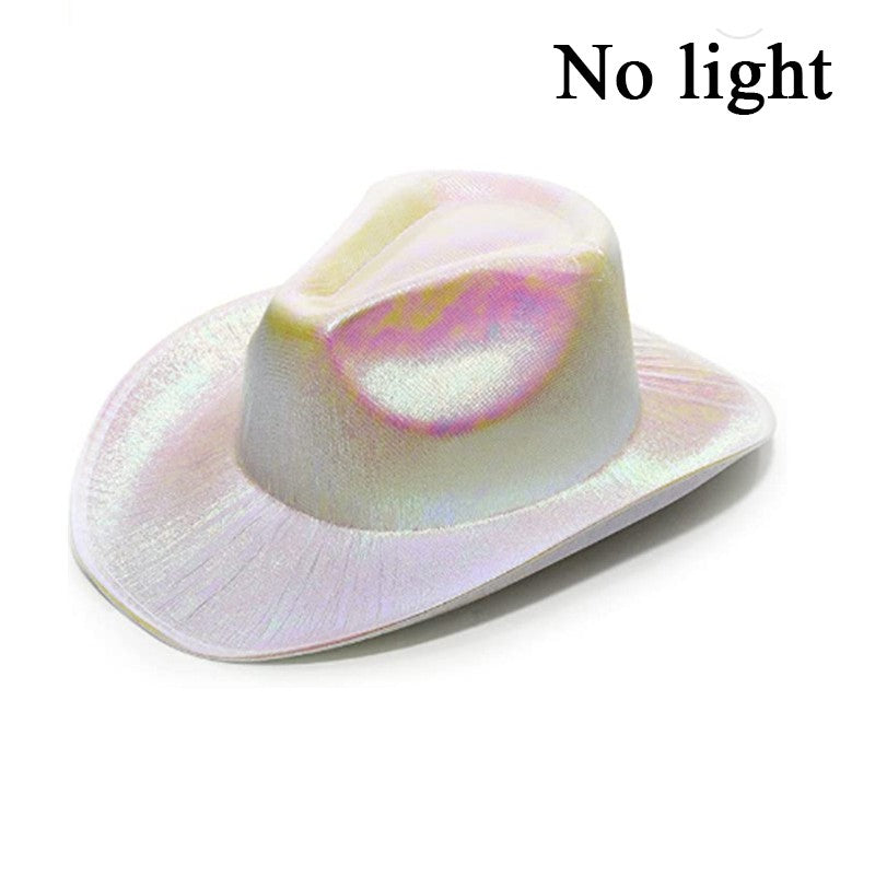 Chapéu de Cowboy LED Sem Fio, Chapéu de Cowboy Luminoso, Chapéu de Cowgirl Rosa para Discoteca, Noivas, Acessórios para Shows, Boates e Festas a Fantasia