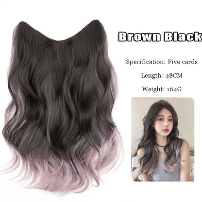 Peruca Sintética Degradê de Cabelo Parisiense Tingido Extensão de Cabelo Ondulado Grande e Natural Macio de Uma Peça Peça de Extensão de Cabelo Longo e Encaracolado