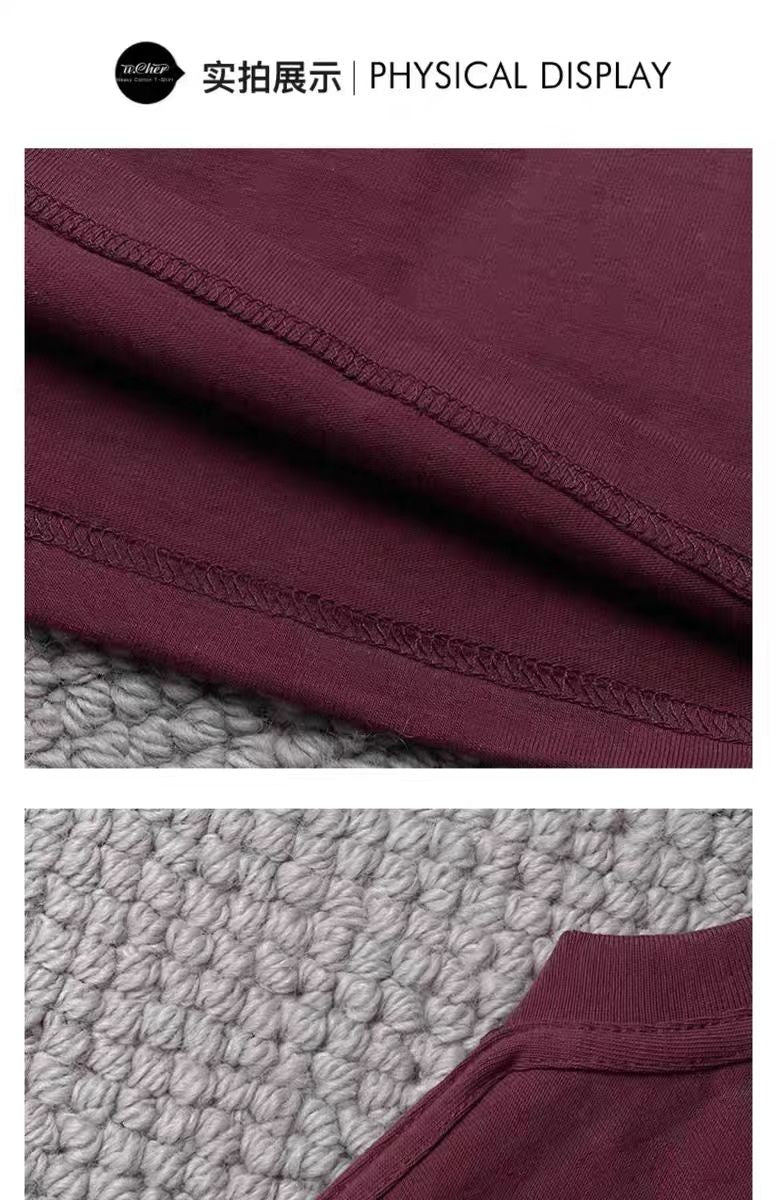 Cotton Solid Color Long-sleeved T-shirt Spring Autumn O-neck Bottoming Tops Men Women Purple Heavy Casual T-shirts for Couples