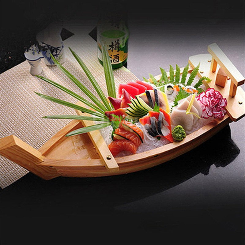 Culinária Japonesa Barco de Sushi Ferramenta de frutos do mar Modelo de Loja de Madeira Navio Simples Artesanal Sashimi Pratos Frios Variados Louça Bar