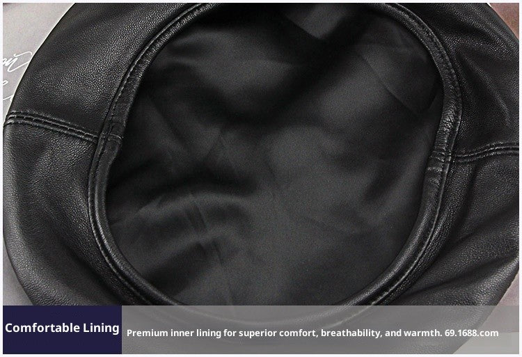 Autumn Winter Women's Genuine Sheep Leather Beret Vintage British Style Painter Hat Versatile Casual Real Leather Headwear