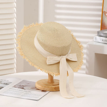 Summer Sun Protection Straw Hat Parent-Child Mother Daughter Outdoor Wide Brim Lace Woven Beach Sun Hat for Adult and Baby