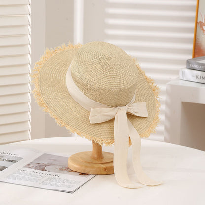 Summer Sun Protection Straw Hat Parent-Child Mother Daughter Outdoor Wide Brim Lace Woven Beach Sun Hat for Adult and Baby