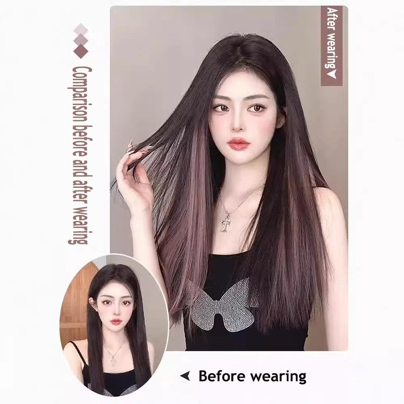 Extensões de cabelo coloridas de uma peça, sem rastros, de orelha a orelha