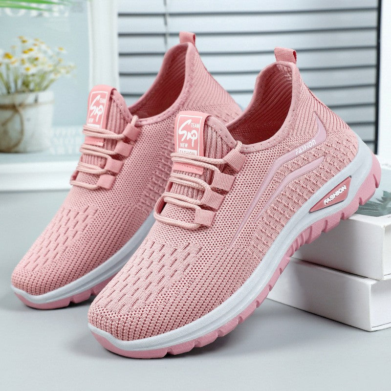 Autumn Women Casual Shoes Breathable Walking Mesh Lace Up Flat Shoes Sneakers Women Tenis Feminino Pink Zapatillas De Mujer
